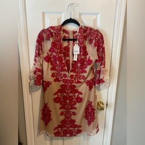 Red lace mini dress free people